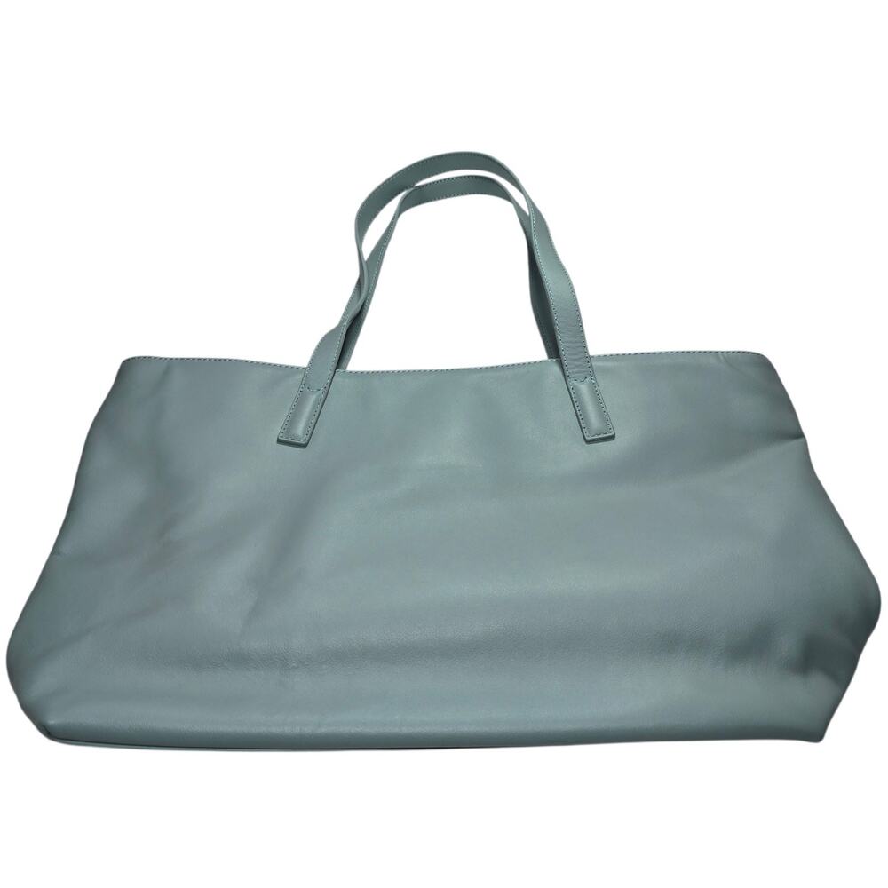 Quince Italian Leather Classic Tote Bag Dusty Blue NWT Laptop Work Shoulder Bag - Picture 2 of 9